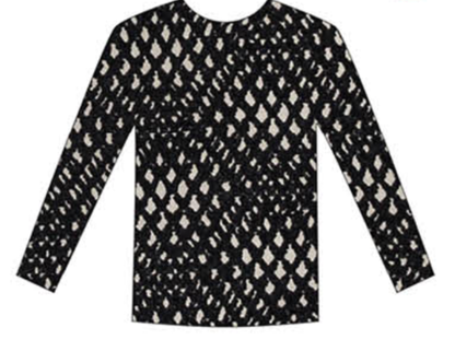 Long Sleeve Mesh Top - Black