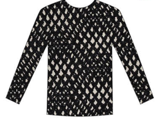 Long Sleeve Mesh Top - Black