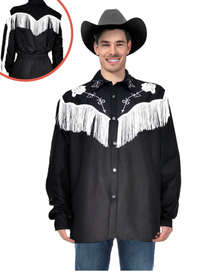 Adult Cowboy Shirt - Black Fringed