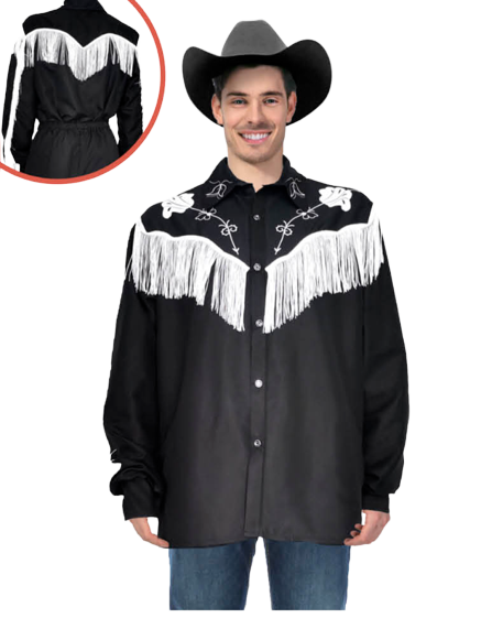 Adult Cowboy Shirt - Black Fringed