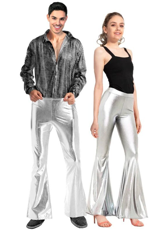 Adult Metallic Disco Flares - Silver