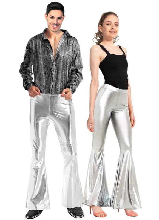 Adult Metallic Disco Flares - Silver