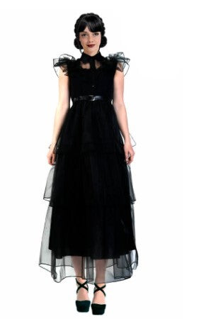 Wednesday Style Black Prom Dress Adult Costume