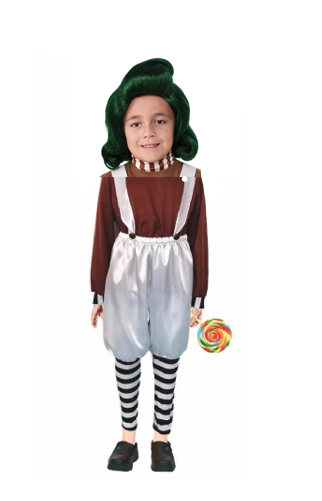 Oompa Loompa Inspired Kid's Costume & Wig