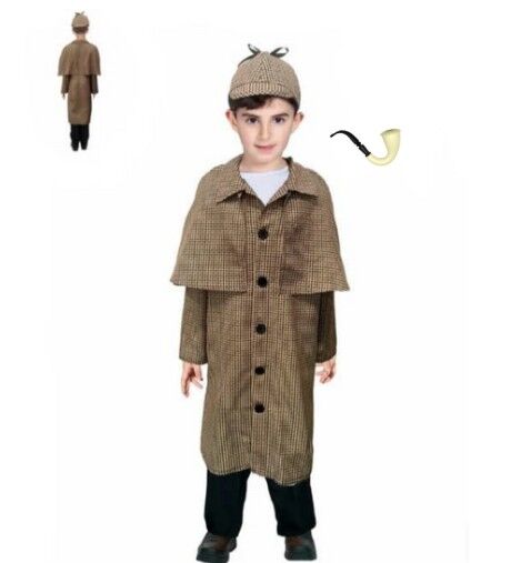 Sherlock Style Detective Kid's Costume with Pipe