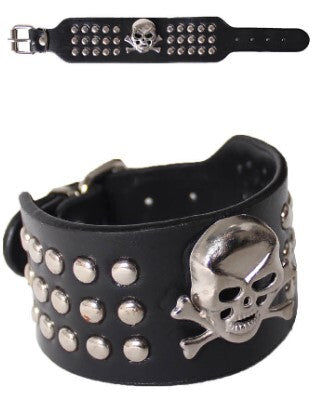 Punk Studded Wrist Band with Skull