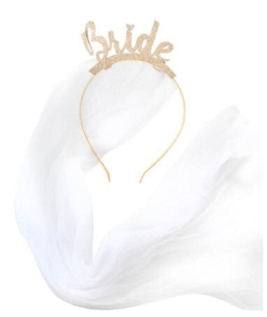 Hen's Party Gold Glitter Bride Veil