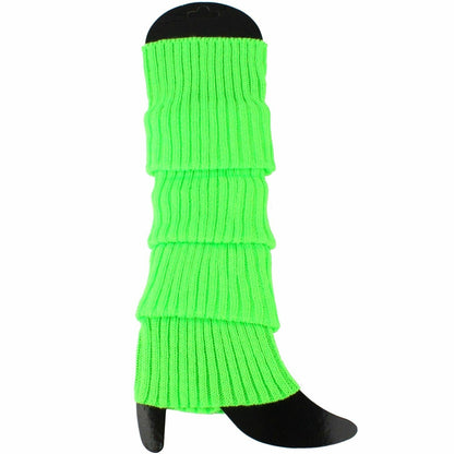 Leg Warmers - Neon Green Chunky Knit