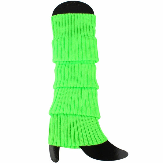Leg Warmers - Neon Green Chunky Knit