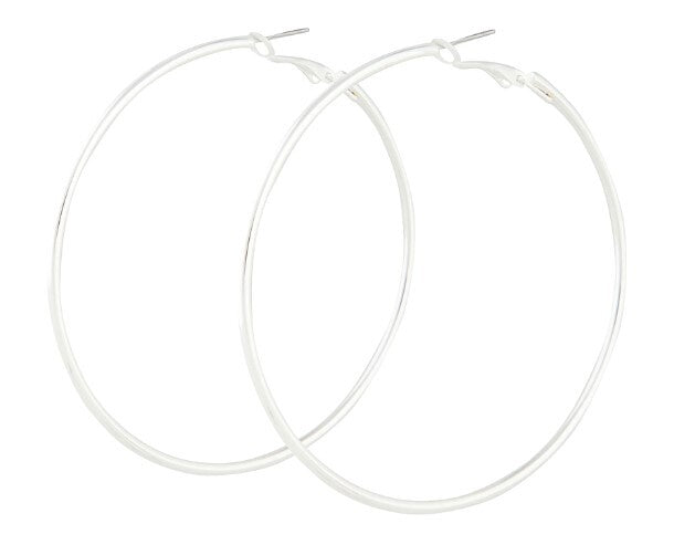 Disco Silver Hoop Earrings - Pierced