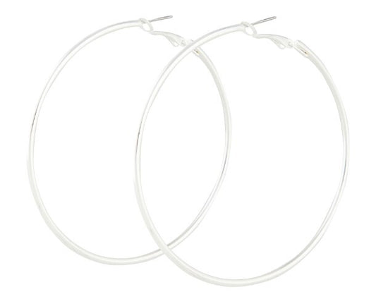 Disco Silver Hoop Earrings - Pierced