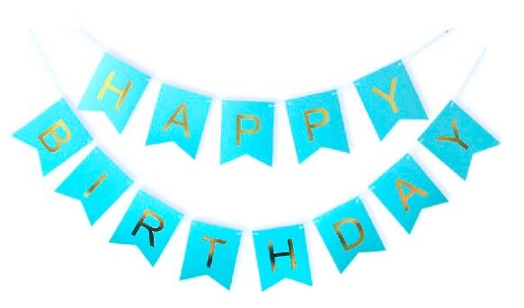 Birthday Banner - Pastel Blue & Gold