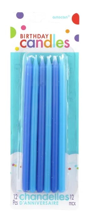 Blue Taper Birthday Candles - 12 Pk