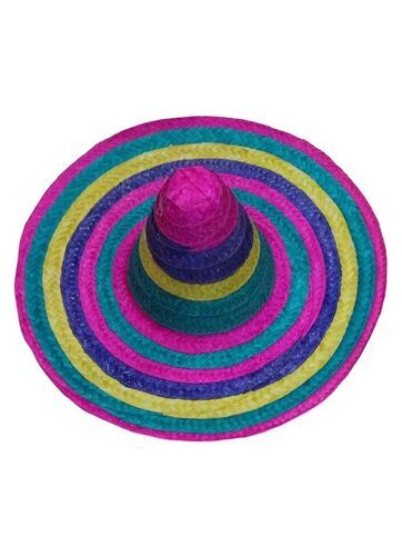 Mexican Rainbow Striped Straw Sombrero