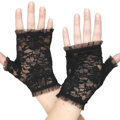 Black Lace Fingerless Gloves