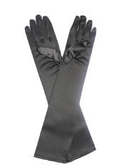 1920s Long Black Satin Gloves