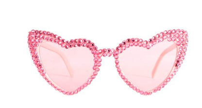 Pink Diamonte Love Heart Glasses