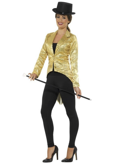 Gold Sequin Womens Tailcoat Jacket