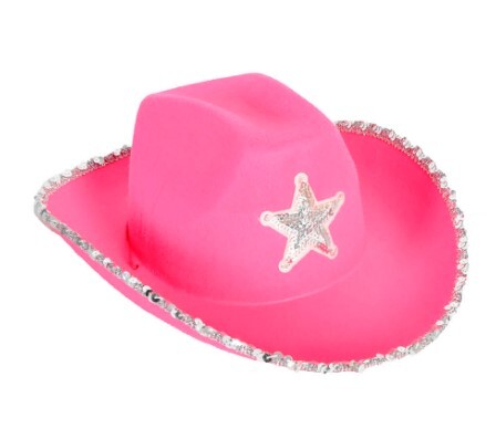 Cowboy Hat - Hot Pink with Sequin Trim