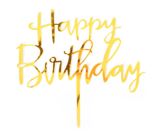 Deluxe Cake Topper - Gold Happy Birthday