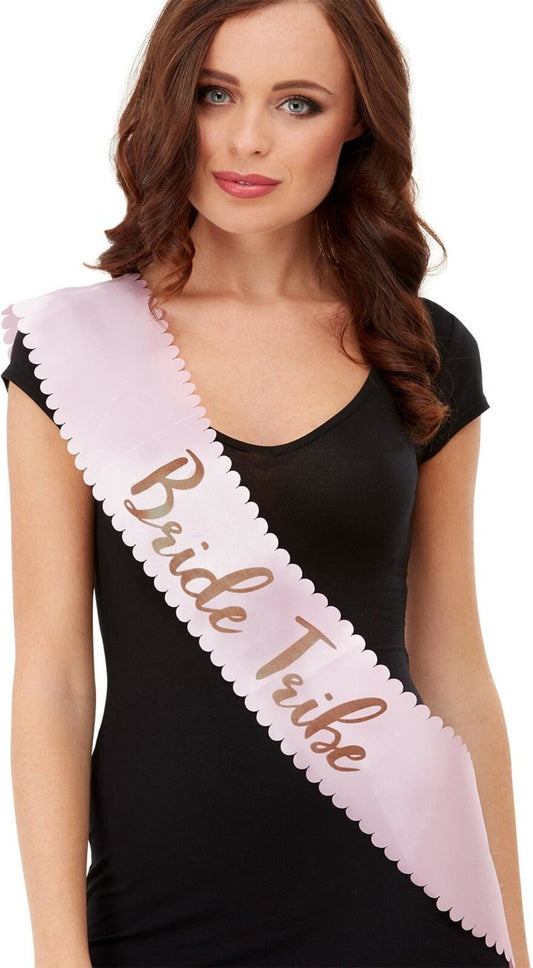Bride Tribe Sash - Pink & Gold