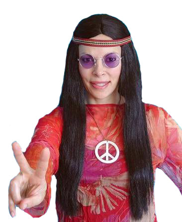 Long Black Hippie Wig