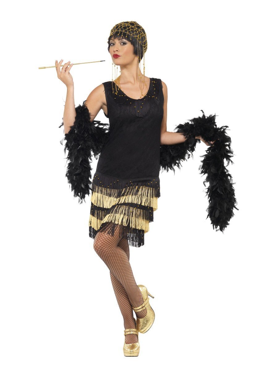 1920s Fringed Flapper Adult Costume - Black