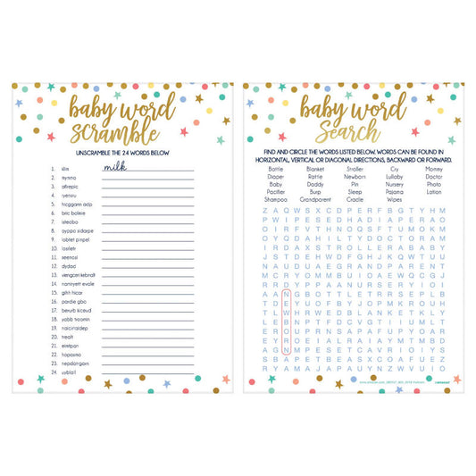 Baby Shower 2 in 1 Word Games - 24 Pk