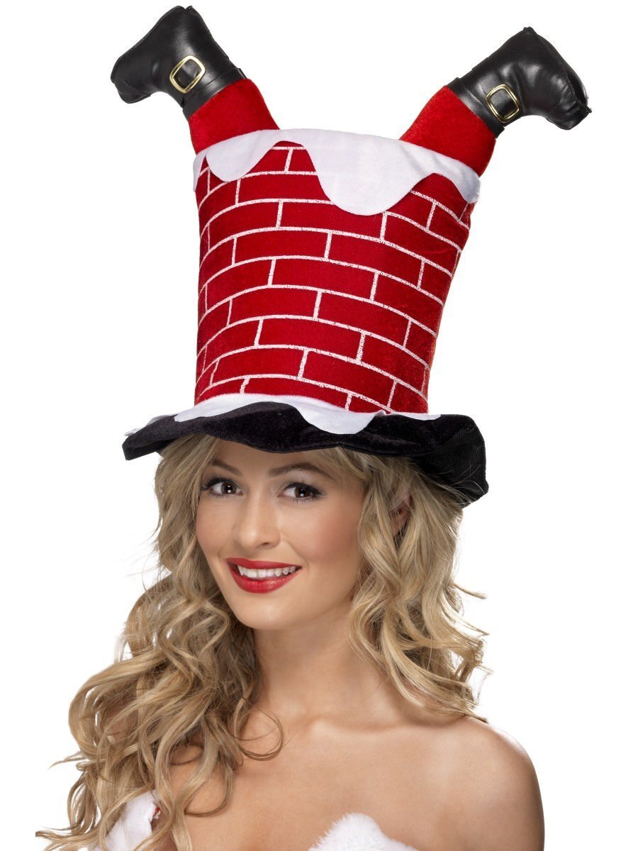 Santa Stuck in Chimney Christmas Hat