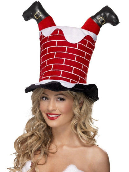 Santa Stuck in Chimney Christmas Hat