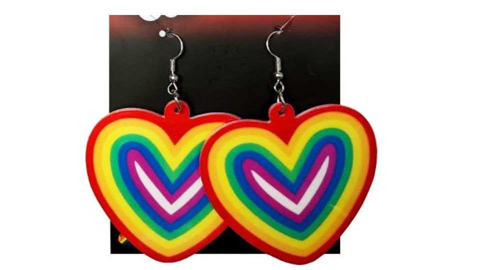 Rainbow Love Heart Pierced Earrings