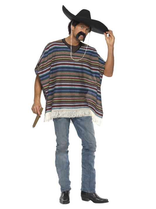 Mexican Poncho - Blue Stripe