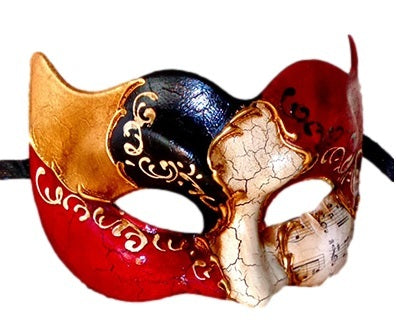 Vivaldi Zane Red & Gold Deluxe Italian Masquerade Eye Mask
