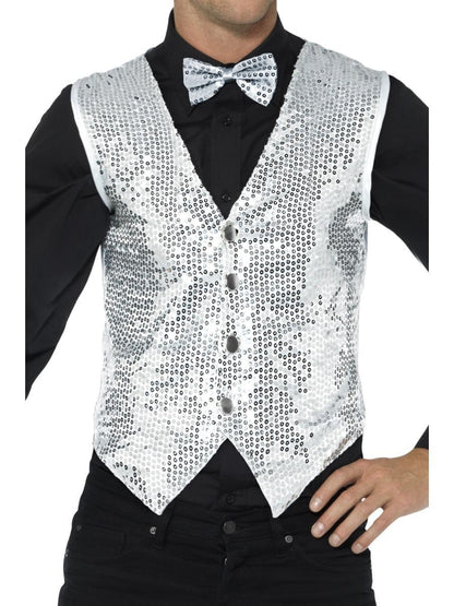 Silver Sequin Adult Waistcoat