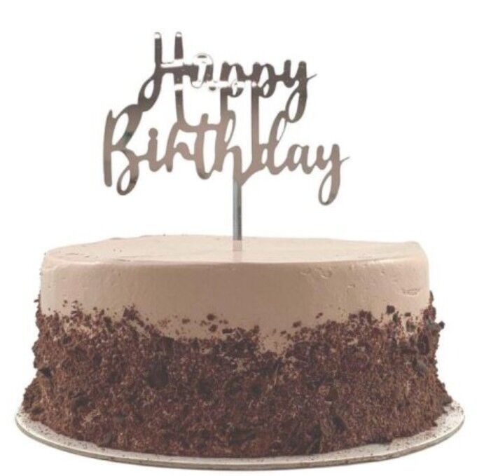 Cake Topper Deluxe - Silver Happy Birthday
