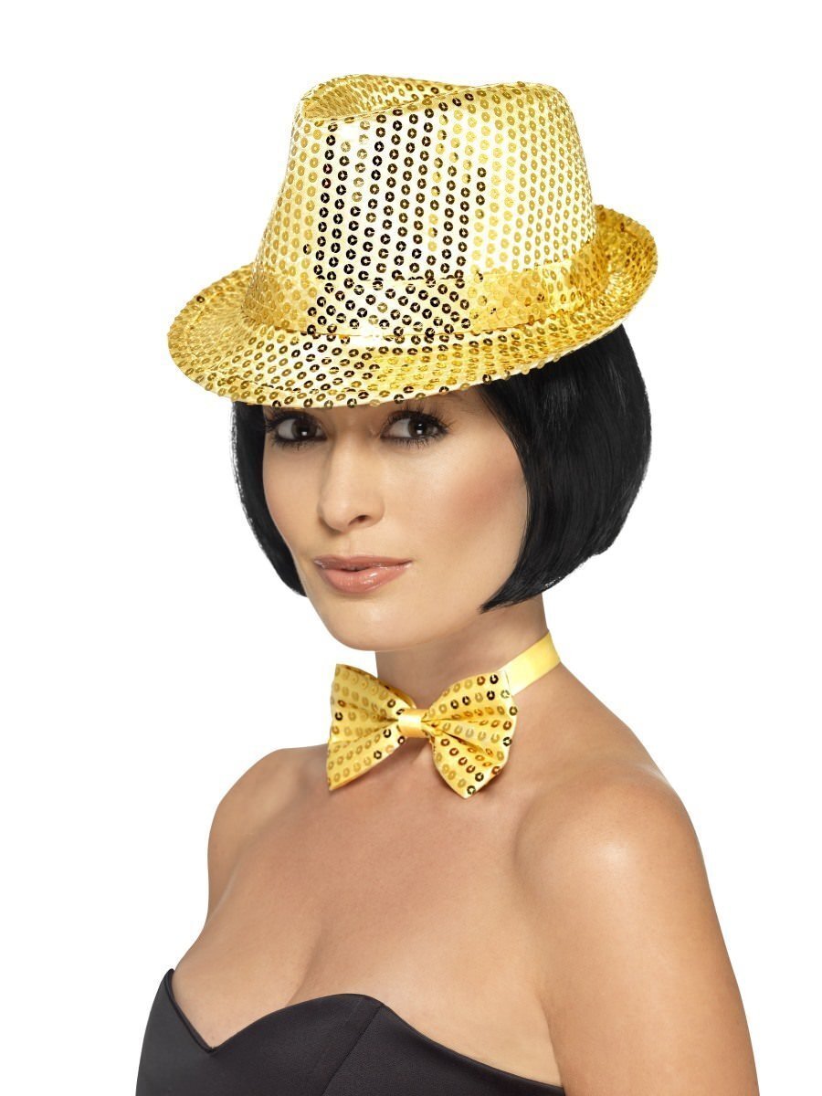 Trilby Hat - Gold Sequin