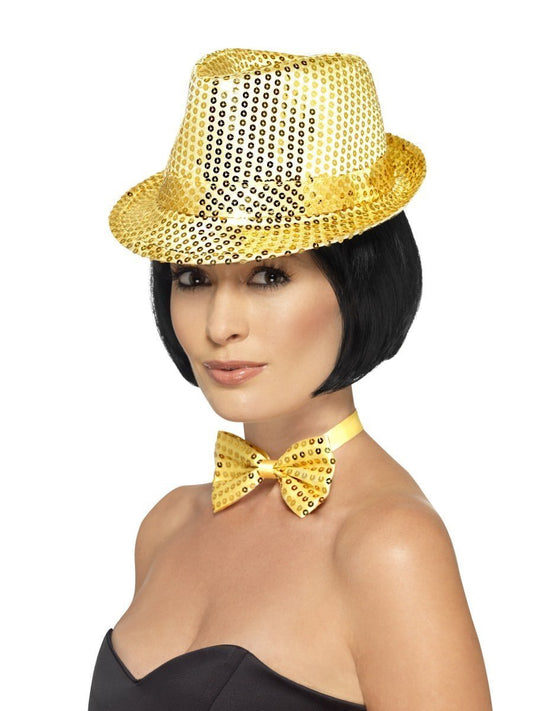 Trilby Hat - Gold Sequin