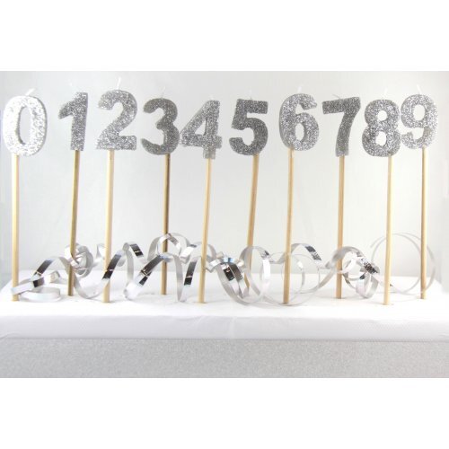 Silver Glitter Long Stick Candle - # 1