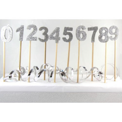 Silver Glitter Long Stick Candle - # 1