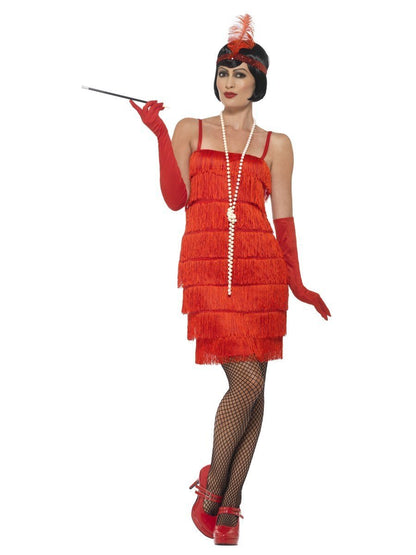 1920s Fringed Flapper Adult Costume - Red
