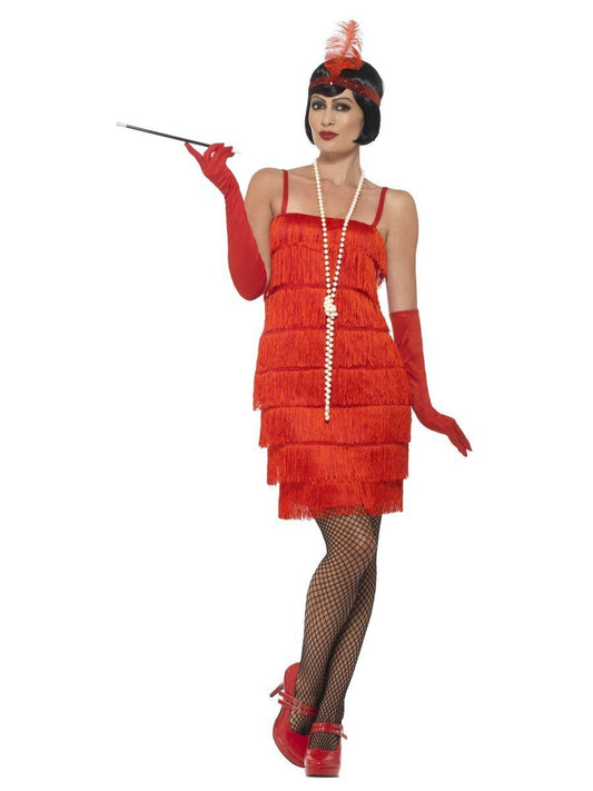 1920s Fringed Flapper Adult Costume - Red