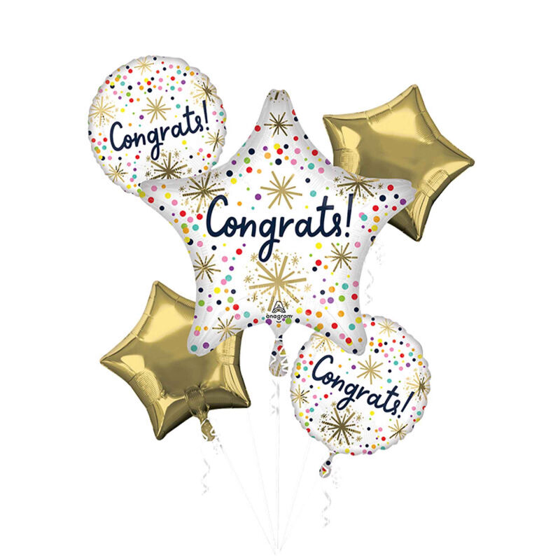 Congratulations Confetti Sprinkles Mega Foil Balloon Bouquet