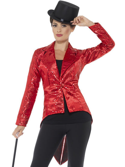 Red Sequin Womens Tailcoat Jacket