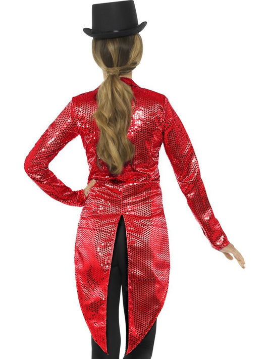 Red Sequin Womens Tailcoat Jacket