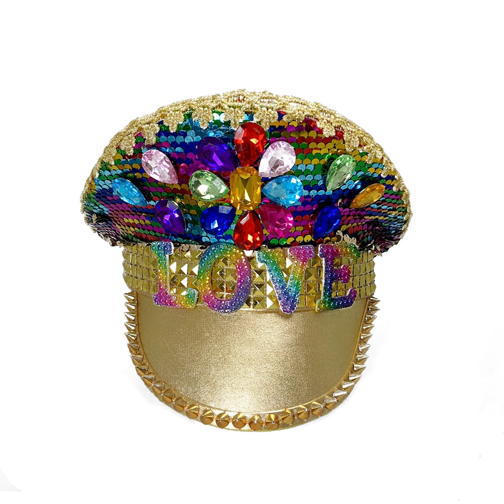 Rainbow Festival Love Cap with Crystals
