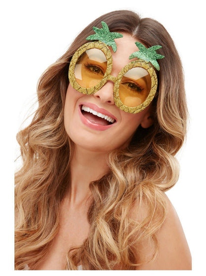Tropical Hawaiian Glitter Pineapple Glasses