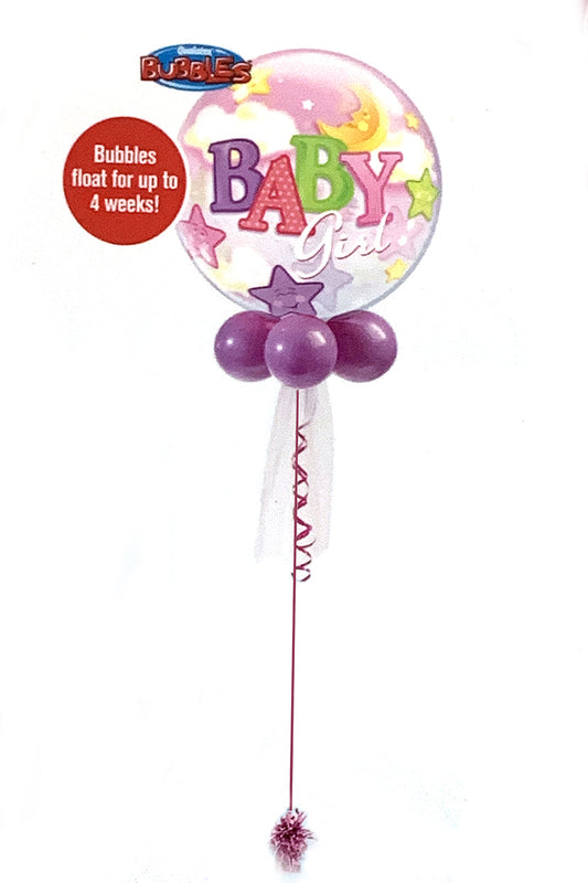 Baby Girl Moon & Stars Bubble with Collar