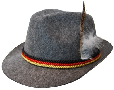 Oktoberfest Grey German Hat with Feather