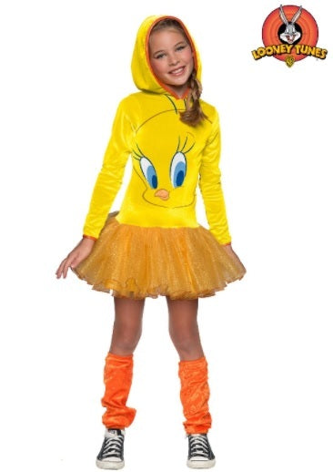 Tweety Bird Hooded Kid's Dress Costume