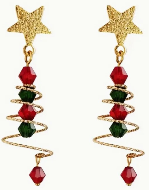 Christmas Earrings - Xmas Tree Swirl